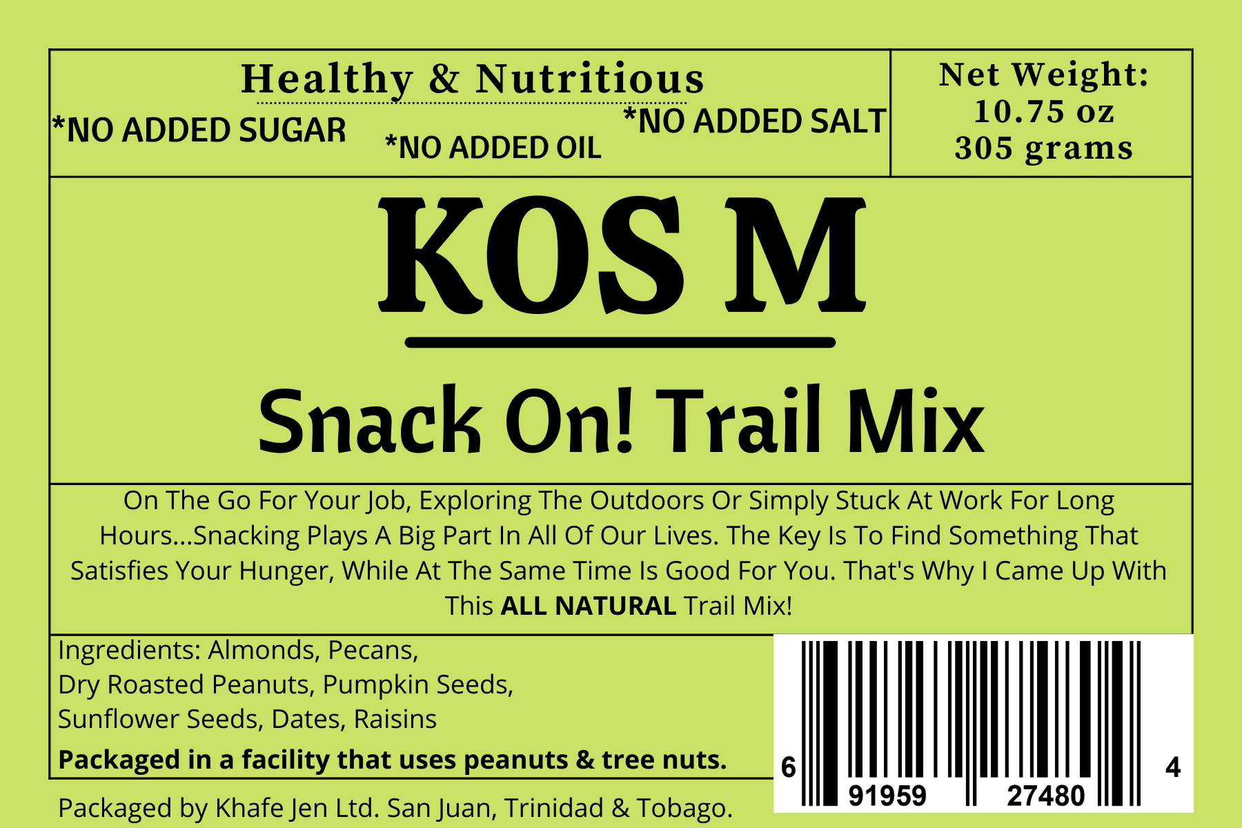 KoS M Snack On! Trail Mix (10.75 oz) (3 PACK)